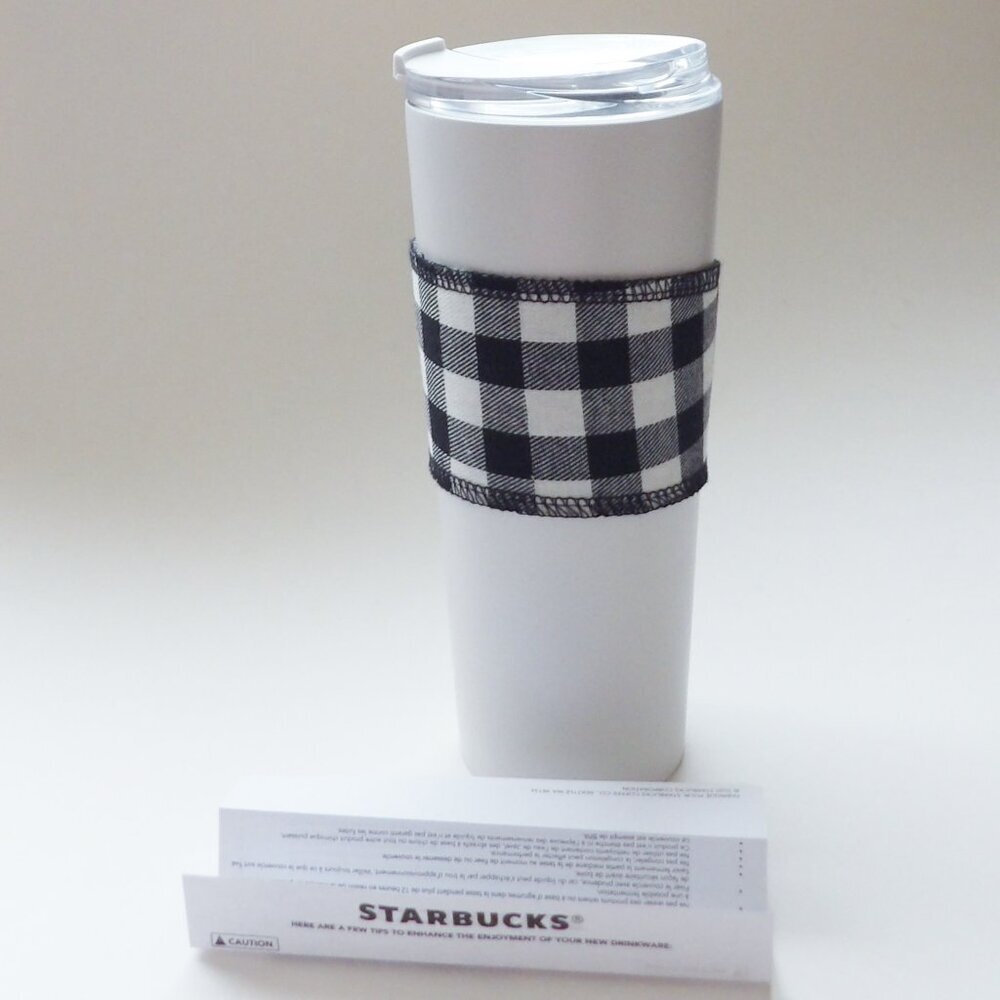 Starbucks White Pearlized Stainless Steel Travel Mug 16 oz. NEW w/ Bonus Wrapper